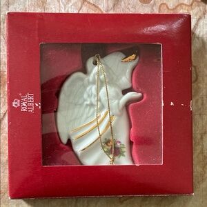Royal Albert White Angel Ornament with Gold and Floral Accents
